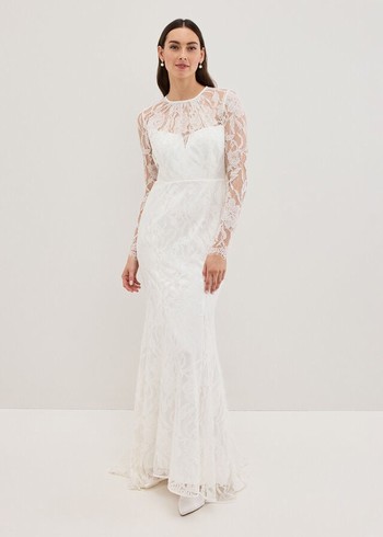 Phase Eight Aneeta Lace Wedding Dress White USA | 9403817-IY